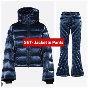 SET - Perfect Moment Polar Flare Jacket Perfect Moment Carving Ski Pants Blue